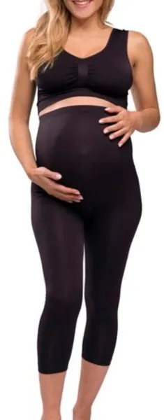 Graviditets leggings m. støtte 3/4 længde sort - Medium